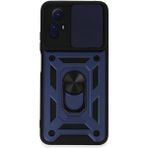 Nevarium Xiaomi Redmi Note 12S Uyumlu Kılıf Pars Lens Sürgülü Yüzüklü Standlı Korumalı Kılıf - Lacivert