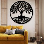 Nevatextile Büyük Hayat Ağacı Metal Duvar Dekorasyonu, Ofis Ev Duvar Sanatı (35"x35")