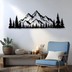 Nevatextile Metal Dağ Tepesi Orman Duvar Sanatı Dekoru, Ev Ofis Dekorasyonu (28"x9")