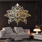 NEVATEXTILE Metal Duvar Dekoru Büyük Hayat Ağacı (ALTIN, 45 x 60 cm, Mandala Lotus)