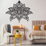 NEVATEXTILE Metal Duvar Dekoru Büyük Hayat Ağacı (SİYAH, 90 x 85 cm, Mandala Lotus)
