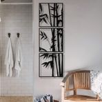 Nevatextile Metal Duvar Sanatı, 3 Adet Bambu Ağacı Dikey Duvar Dekorasyonu Oturma Odası, Yemek Odası, Yatak Odası, Banyo için Modern İç Dekorasyon (38 x 38 cm her panel)