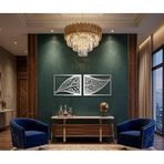 Nevatextile Metal Yapraklar Duvar Sanatı Ev Modern Dekorasyon, Yaprak Duvar Dekoru Yatak Odası Oturma Odası İçin 2 Adet (Gümüş, 60"x22" / 152x55 cm)