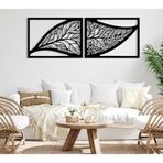 Nevatextile Metal Yapraklar Duvar Sanatı Ev Modern Dekorasyon, Yaprak Duvar Dekoru Yatak Odası Oturma Odası İçin 2 Adet (Siyah, 60"x22" / 152x55 cm)