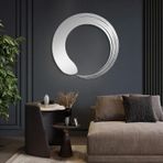 Nevatextile Zen Circle Metal Duvar Sanatı Enso Daire Manevi Sanat, Meditasyon ve Yoga Tabelası, Oturma Odası Dekorasyonu, Yoga Arkadaşlarınız İçin Hediye (Art Deco, Gümüş, 71 x 71 cm)
