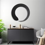 Nevatextile Zen Circle Metal Duvar Sanatı Enso Daire Manevi Sanat, Meditasyon ve Yoga Tabelası, Oturma Odası Dekorasyonu, Yoga Arkadaşlarınız İçin Hediye (Art Deco, Siyah, 35"x35")