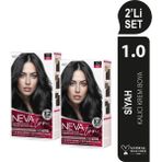 Nevaton 2 X 2'Li Set 1.0 Siyah Kalıcı Krem Saç Boyası Seti (4 Boya + 4 Oksidan)