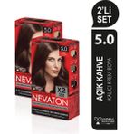 Nevaton 2 X 2'Li Set 5.0 Açık Kahve Kalıcı Krem Saç Boyası Seti (4 Boya + 4 Oksidan)