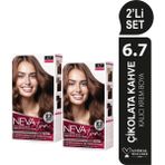 Nevaton 2 X 2'Li Set 6.7 Çikolata Kahve Kalıcı Krem Saç Boyası Seti (4 Boya + 4 Oksidan)