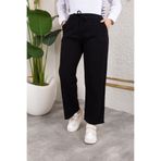 Nevayla Moda Beli Lastikli Keten Pantolon - Siyah / A0104