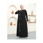 Nevayla Moda Büyük Beden Taş Detaylı Anne Elbisesi - Siyah / E0129