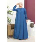 Nevayla Moda Medine Ipeği Mevlana Ferace - Indigo / F0123