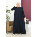 Nevayla Moda Medine Ipeği Mevlana Ferace - Lacivert / F0123