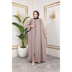Nevayla Moda Ön ve Arka Robalı Ferace - Siyah / F0142 - 48 - Bej