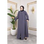Nevayla Moda Ön ve Arka Robalı Ferace - Siyah / F0142 - 48 - Gri