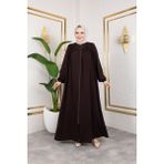 Nevayla Moda Ön ve Arka Robalı Ferace - Siyah / F0142 - 50 - Acı Kahve