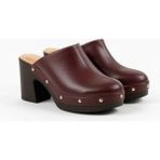 NE&VE SHOES Bordo Deri Hafif Tabanlı Kadın Takunya Terlik