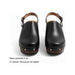 Ne&Ve Shoes Deri Hafif Tabanlı Tokalı Kadın Takunya Sandalet - Siyah