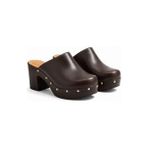 NE&VE SHOES Kahve Deri Hafif Tabanlı Kadın Takunya Terlik