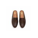 NE&VE SHOES Kahve Örgü Detaylı Kadın Sabo Terlik