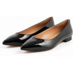Ne&Ve Shoes Kahve Rugan Sivri Burun Kadın Şık ve Rahat Günlük Babet - Siyah
