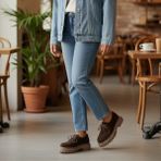 NE&VE SHOES Kahve Süet Hakiki Deri Bağcıklı Kalın Desenli Tabanlı Kadın Günlük Casual Ayakkabı