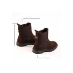 NE&VE SHOES Kahve Süet Hakiki Deri İki Yandan Lastikli Gold Aksesuarlı Kadın Chelsea Bot