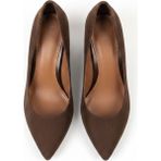 Ne&Ve Shoes Kahve Süet Kalın Topuklu Kadın Topuklu Ayakkabı - Kahverengi Süet