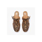 NE&VE SHOES Kahve Yılan Deri Tokalı Kadın Kare Burun Sabo Terlik