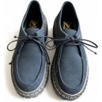 NE&VE SHOES Lacivert Süet Hakiki Deri Bağcıklı Kalın Desenli Tabanlı Kadın Günlük Casual Ayakkabı