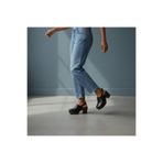 NE&VE SHOES Siyah Deri Hafif Tabanlı Tokalı Kadın Takunya Terlik