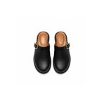 NE&VE SHOES Siyah Hakiki Deri İğne Zamba Detaylı Tokalı Kadın Sabo Terlik