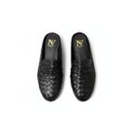 NE&VE SHOES Siyah Örgü Detaylı Kadın Sabo Terlik
