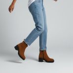 Ne&Ve Shoes Süet Hakiki Deri Gold Zincir Detaylı Kadın Kalın Topuklu Bot - Taba