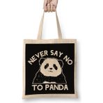 Never Say No To Panda Bear Cute Awesome China Joke Birthday Fashion Gift Awesome Bez Çanta Uzun Saplı - Açık Bej - 40 X 40