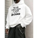 Never Stand Between A Woman Desenli Erkek Basic Kapüşonlu Üst Günlük 14 Renk Sweatshirt Polar - Beyaz - 3XL