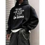 Never Stand Between A Woman Desenli Erkek Basic Kapüşonlu Üst Günlük 14 Renk Sweatshirt Polar - Siyah - 5XL