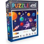 Neverland 100 Parça Puzzle Gezegenler Deseniyle El-Göz Koordinasyonu Geliştirir 17,5x22x5,5 cm