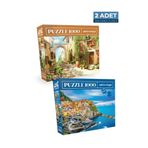 Neverland 2 Adet 1000 Parça Puzzle - Eski Sokak ve Cinque Terre