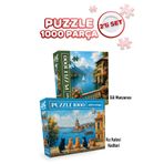 Neverland 2 ADET 1000 PARÇA PUZZLE -GÖL MANZARASI VE KIZ KULESİ KEDİLERİ