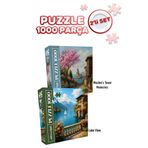 Neverland 2 ADET 1000 PARÇA PUZZLE - KIZ KULESİ ANILARI VE GÖL MANZARASI