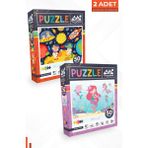 Neverland 2 Adet 50 Parça Puzzle - Ay Hayvanları Ve Deniz Kızı