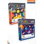 Neverland 2 Adet Puzzle - 50 Parça Ay Hayvanları Ve 100 Parça Gezegenler