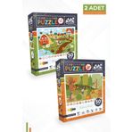 Neverland 2'li Çocuk Puzzle - 50 Parça Ara Ve Bul Puzzle - Çiftlik Arkadaşları Ve Sonbahar Ormanı