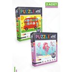 Neverland 2'li Çocuk Puzzle - 50 Parça Puzzle - Hayvanlarla Otobüs Ve Deniz Kızı