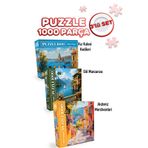 Neverland 3 ADET 1000 PARÇA PUZZLE - KIZ KULESİ KEDİLERİ VE GÖL MANZARASI VE AKDENİZ MERDİVENLERİ