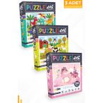 Neverland 3 Adet 24 Parça Puzzle - Sevimli Dinozorlar Ve Çiftlik Hayvanları Ve Sevimli Prenses
