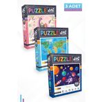 Neverland 3'lü Çocuk Puzzle - 100 Parça Unıcorn Ve Hayvan Dünya Haritası Ve Gezegenler