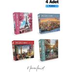 Neverland 4 Adet 1000 Parça Puzzle - Eyfel / Istanbul Evening / London / Amsterdam