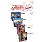 Neverland 4 ADET 1000 PARÇA PUZZLE -HUZURLU MANZARA VE YAĞMURLU ŞEMSİYELİ SOKAK VE GEZEGENLER VE İSTANBUL